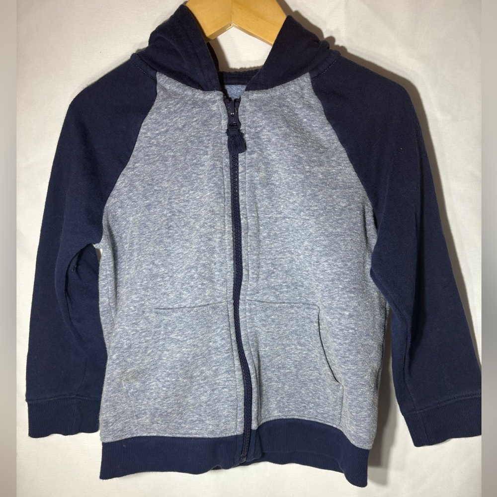 Cat & Jack Unisex Kids Navy and Heather Blue Kids Zip-Up Hoodie 4T